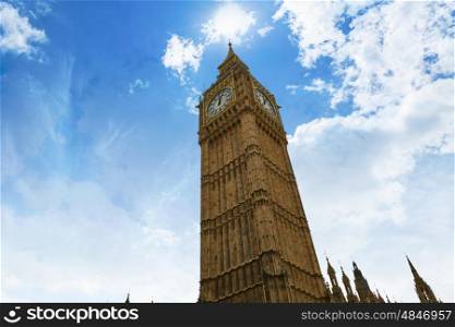Big Ben London Clock tower in UK Thames river