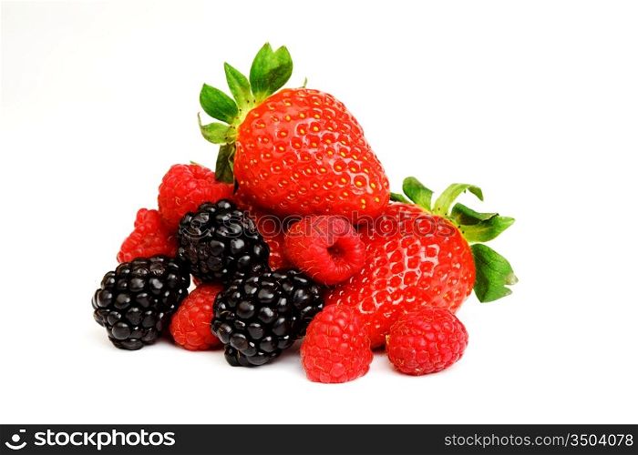 big berry pile in syrup isolated on white