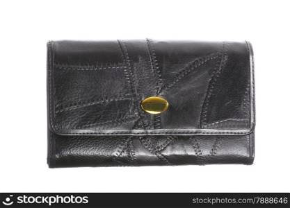 Big black female purse wallet isolated on white background