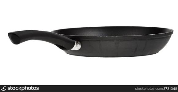 big black fry pan isolated on white background