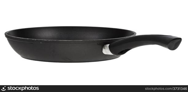 big black frying pan isolated on white background