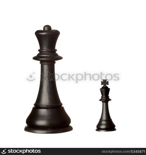 Big black queen and small king isolated on a white background