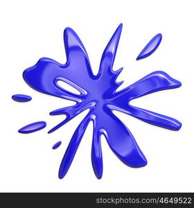 big blue ink or paint splatter on white background