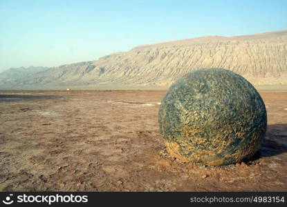 Big boulder in desert, West China