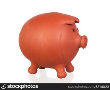 Big brown moneybox isolated on a white background
