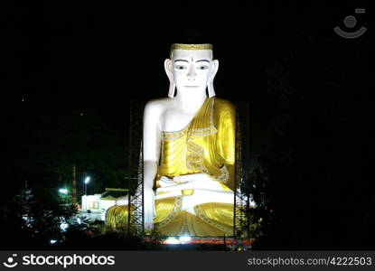 Big Buddha near Shesandaw Paya at night, Myanmar