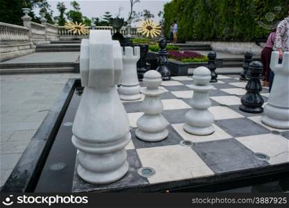 Big chessboard outdoor in tropical resort