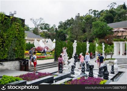 Big chessboard outdoor in tropical resort
