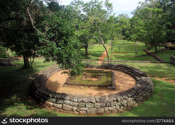 Big circle ruins near Sigiriya rock, Sri Lanka