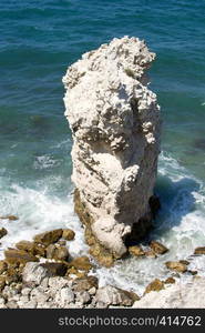 big cliff in the sea, top view