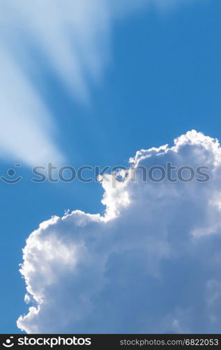 Big clouds and light beam