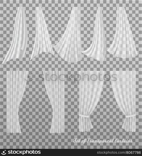 Big collection of transparent curtains. Vector