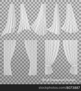 Big collection of transparent curtains. Vector