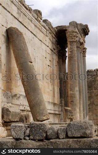 Big columns of Bacchus temple in Baalbeck, Lebanon