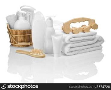 big composition of objects for bathing
