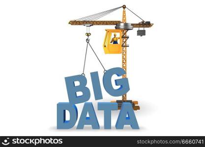 Big data concept with crane lifting letters