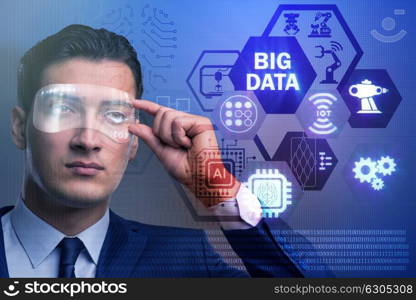 Big data modern computing concept with businessman