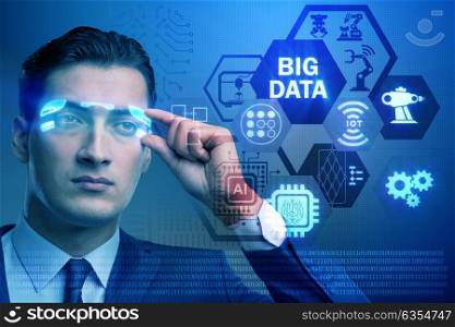 Big data modern computing concept with businessman