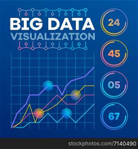 Big data visualization banner. Outline illustration of big data visualization vector banner for web design. Big data visualization banner, outline style