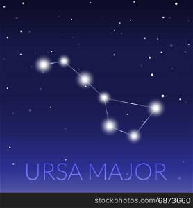 Big dipper or ursa major great bear constellation. Starry sky with constellation. Big dipper or ursa major great bear constellation. Starry sky with constellation. Original illustration.