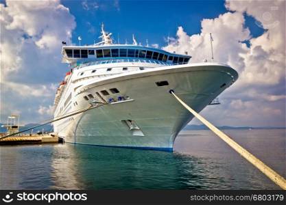 Big docked cruise ship view in Zadar, Croatia
