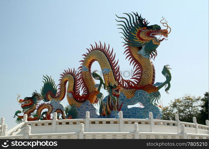 Big dragon on the temple in Nakhon Savan, Thailand