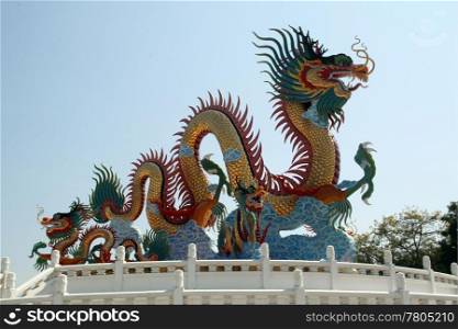 Big dragon on the temple in Nakhon Savan, Thailand