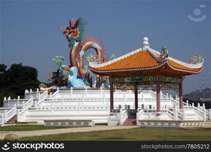 Big dragon on the temple in Nakhon Savan, Thailand