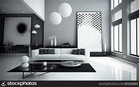 big empty space room. empty background, modern interior, architecture design, room floor, space light big empty space room ai generated illustration. big empty space room ai generated