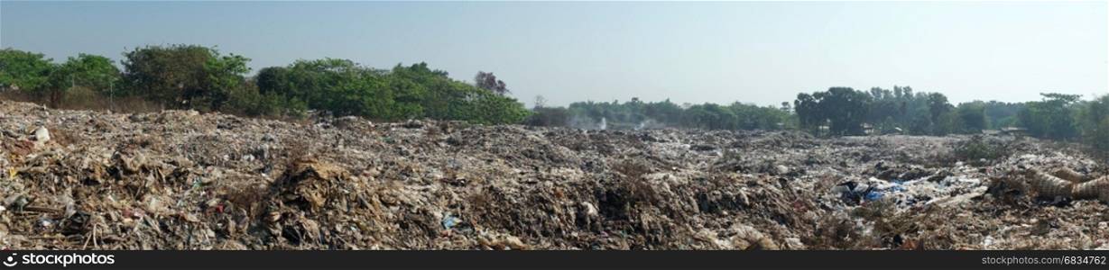 Big garbage with rubbish in Myanmar