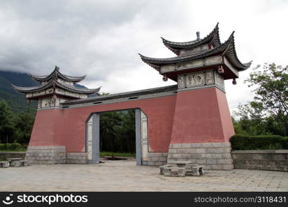 Big gate in ChongSheng temple in Dali, China