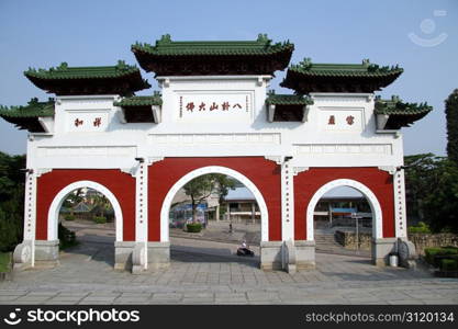 Big gate with green roof in Changhua, Taiwan