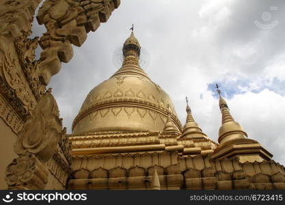Big golden stupa of Ne Vin pagoda in Yangon, Myanmar