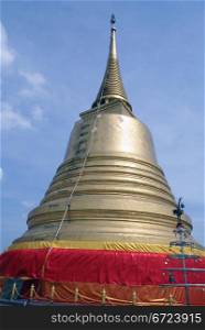 Big golden stupa on the top of Golden mount, bangkok