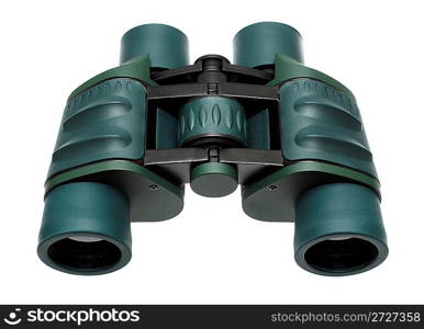 big green binoculars isolated on white