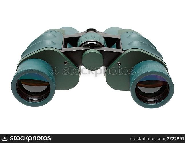 big green binoculars isolated on white