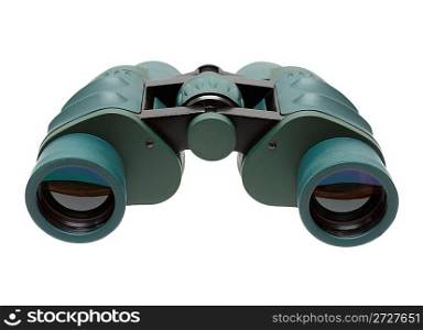 big green binoculars isolated on white