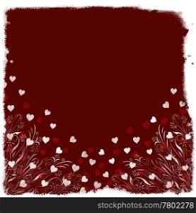 big grunge style valentine heart floral background. grunge valentines hearts