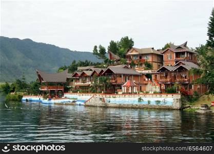 Big hotel on the Samosir island of lake Toba, Indonesia