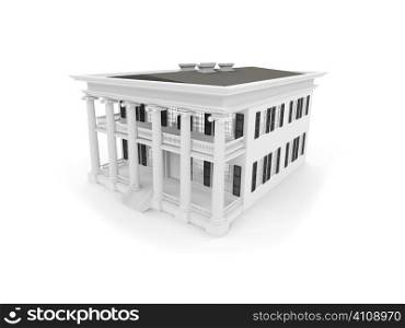 big house on a white background