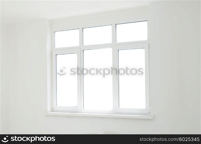 Big isolated window in the empty white room