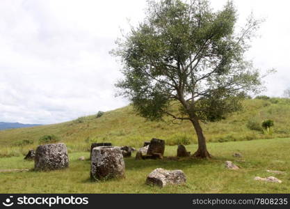 Big jars in Plain of Jars in Xieng Khouang province, Laos