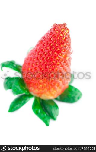 big juicy red ripe strawberries with water drops isolated on white