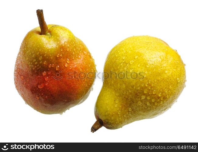 Big juicy yellow red pears, isolated