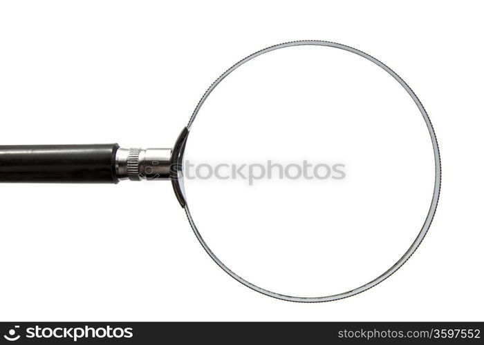 Big magnifier closeup on white background