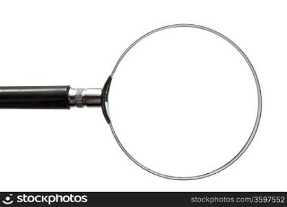 Big magnifier closeup on white background