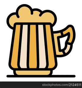 Big mug of beer icon. Outline big mug of beer vector icon color flat isolated. Big mug of beer icon color outline vector