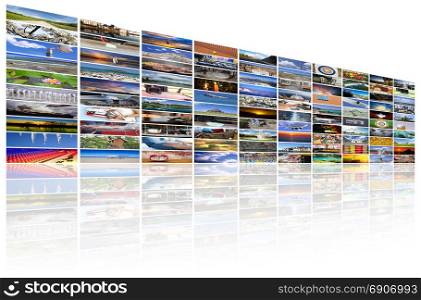 Big multimedia video and image wall of the TV screen