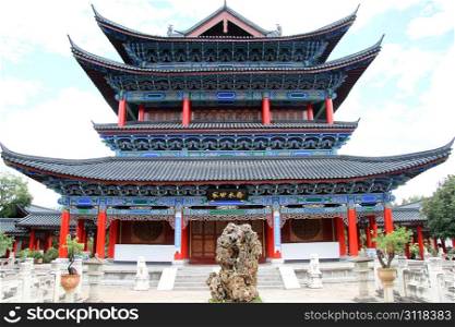 Big old buddhist temple inb Mu residence in Lijiang, China
