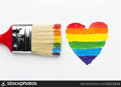 big paint brush rainbow heart close up